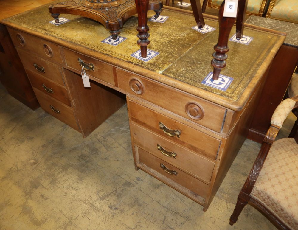 A Victorian and later pine pedestal desk, W.150cm, D.68cm, H.79cm